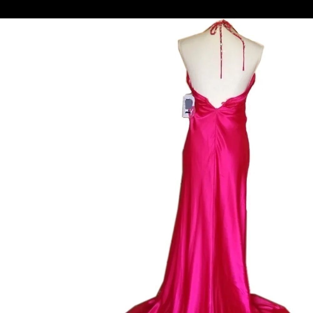 Hot pink Flirt jeweled Barbie prom dress Small halter top glam rhinestone jewel